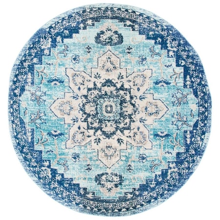 Safavieh 3 x 3 ft. Madison 473K Power Loomed Round Area Rug; Teal & Navy MAD473K-3R